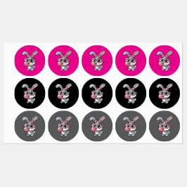 Cute Bunny with Glasses Blowing Bubble Gum Klistermärke