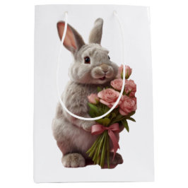  “Cute Bunny with Pink Roses” Adorable Art Design