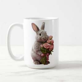  “Cute Bunny with Pink Roses” Adorable Art Design Kaffemugg