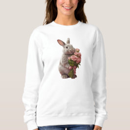  “Cute Bunny with Pink Roses” Adorable Art Design T Shirt