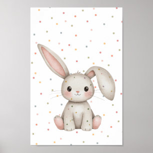 Cute Bunny Woodland Baby djur Nursery Poster