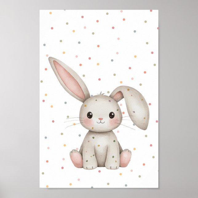 Cute Bunny Woodland Baby djur Nursery Poster (Framsidan)