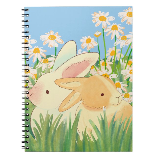 Cute Bunnys in Nature Anteckningsbok (Framsidan)