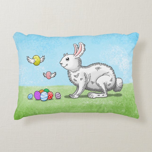 Cute Bunnys Påskägg Prydnadskudde (Framsidan)