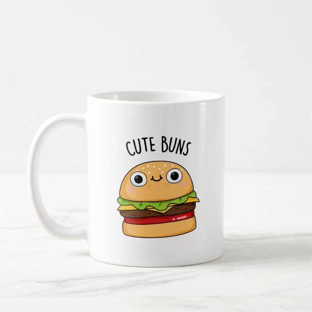 Cute Buns Funny Burger Pun Kaffemugg (Vänster)