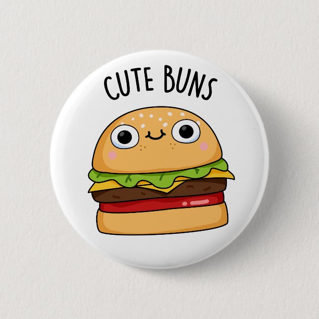 Cute Buns Funny Burger Pun Knapp (Framsida)