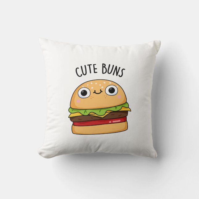 Cute Buns Funny Burger Pun Kudde (Framsida)