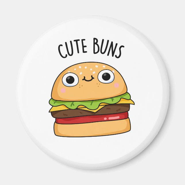 Cute Buns Funny Burger Pun Magnet (Framsidan)