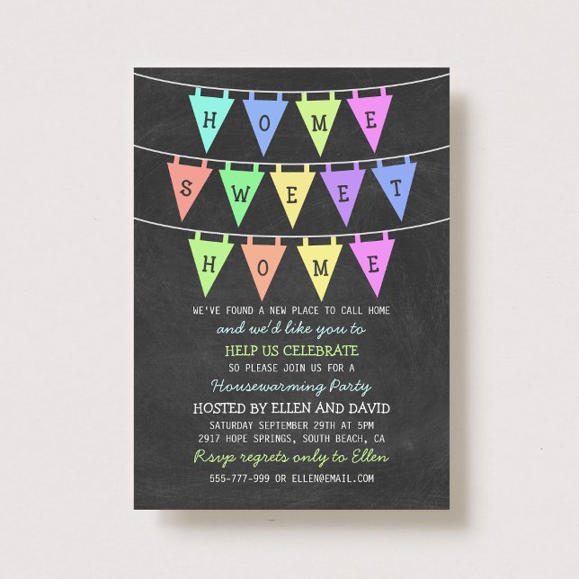 Cute Bunting Banners Home Sweet Home Houseuppvärmn Inbjudningar (Skapare uppladdad)