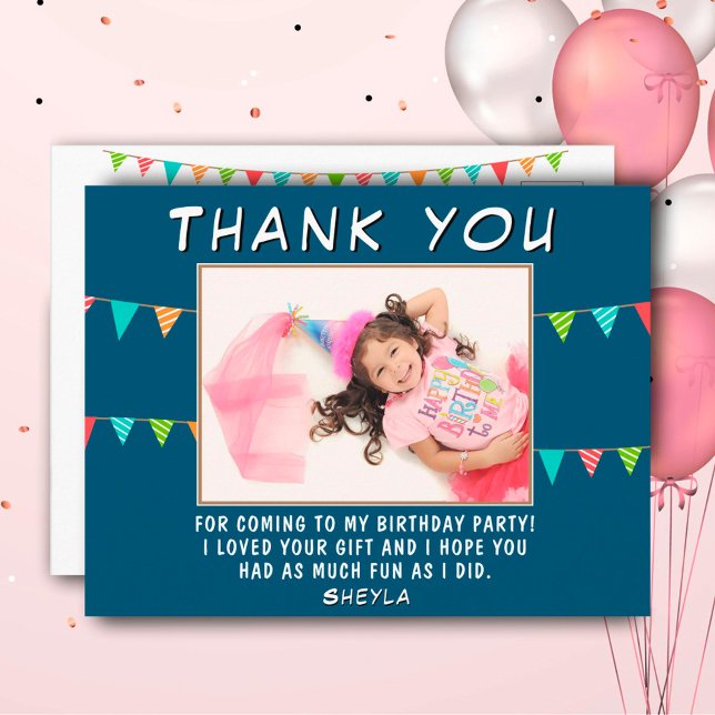 Cute Bunting Flagga Birthday Photo Tack Vykort (Skapare uppladdad)