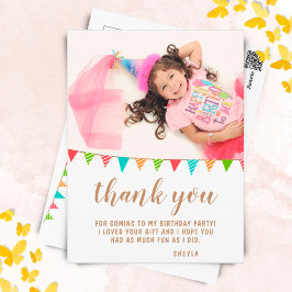 Cute Bunting Flagga Birthday Photo Tack Vykort