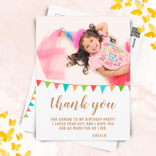 Cute Bunting Flagga Birthday Photo Tack Vykort