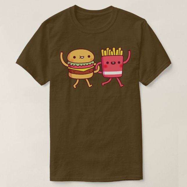 Cute Burger and Fries Linjärt.ex. Armar T Shirt (Design framsida)