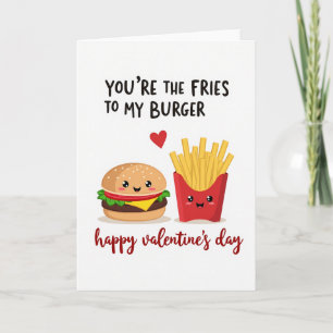 Cute Burger Fries Alla hjärtans dag-kort Kort