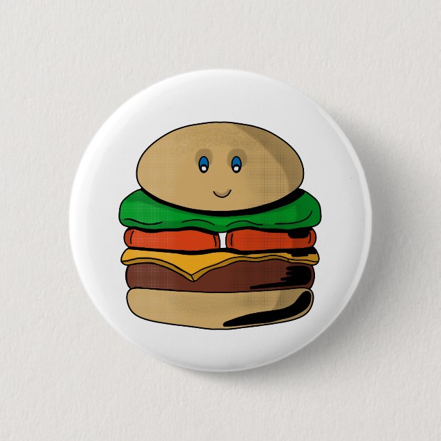 Cute Burger Hamburger Kawaii Knapp (Framsida)
