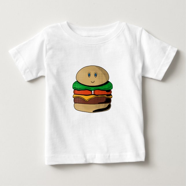 Cute Burger Hamburger Kawaii T Shirt (Framsida)