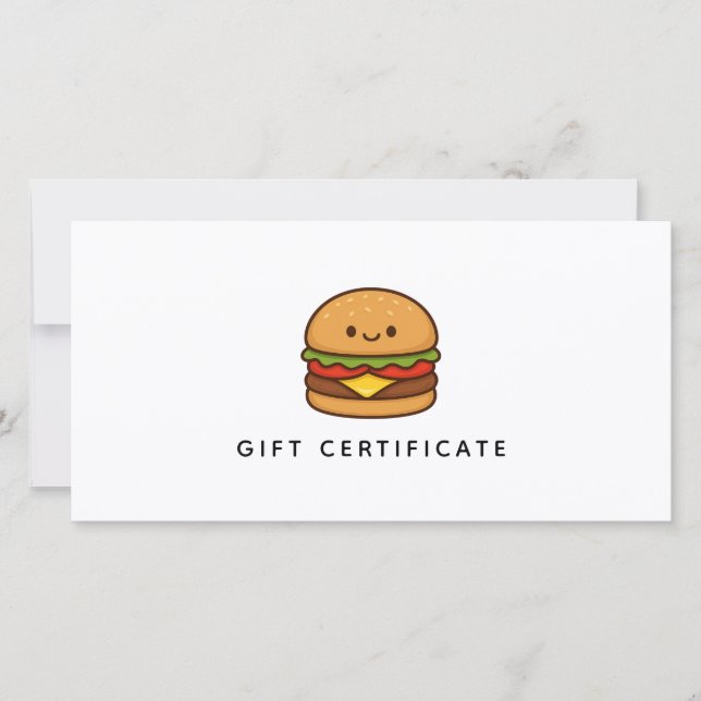 Cute Burger Restaurant Business Gift Certificate (Framsida)