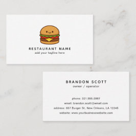 Cute Burger Restaurant Visitkort