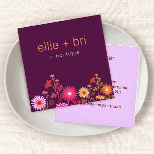 Cute Burgundy Blommigt Boho Social Media Networkin Fyrkantigt Visitkort