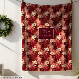 Cute  Burgundy Guld Anpassningsbar Watercolor Boho Fleecefilt
