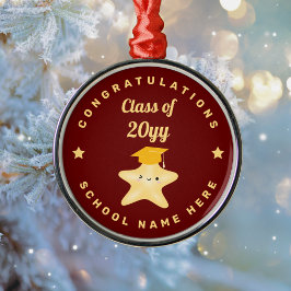 Cute Burgundy Guld Reach for the Stars Studenten Julgransprydnad Metall