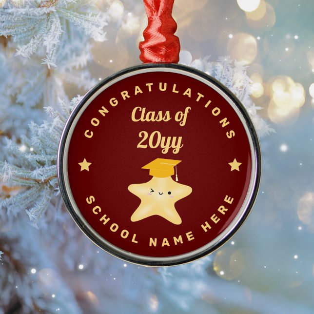 Cute Burgundy Guld Reach for the Stars Studenten Julgransprydnad Metall (Skapare uppladdad)