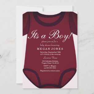 Cute Burgundy Red sin babydusch inbjudan