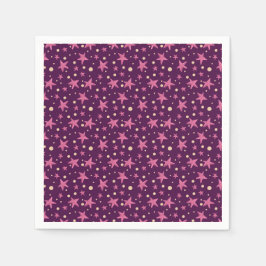 Cute Burgundy Rosa Star Space Girl Party Pappersservett