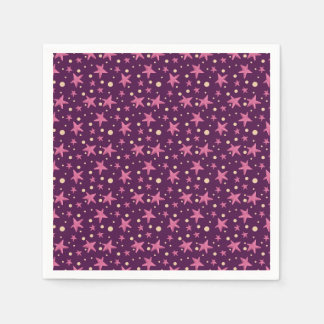 Cute Burgundy Rosa Star Space Girl Party Pappersservett