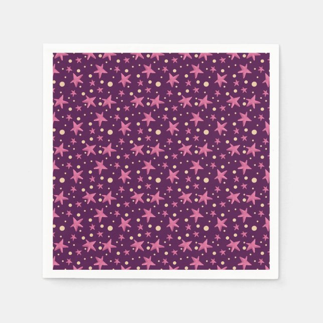Cute Burgundy Rosa Star Space Girl Party Pappersservett (Framsidan)