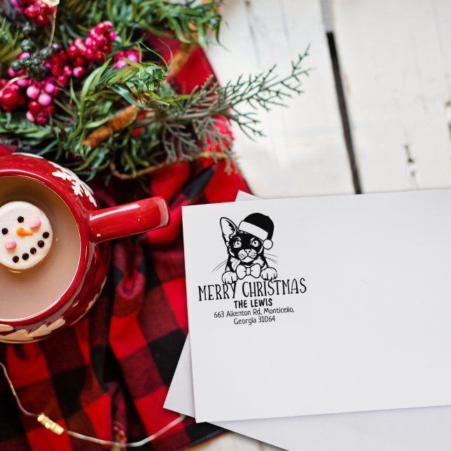 Cute Burmese Cat Returadress jul Stämpel (Skapare uppladdad)