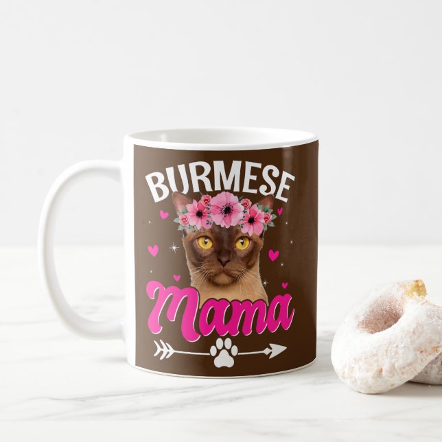 Cute Burmese Mamma Cat Mamma Mamma Mors dag  Kaffemugg (Med munk)
