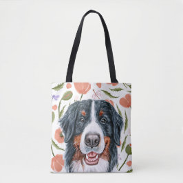 Cute Burms Mountain Hund Poppy Flower Mönster Tygkasse