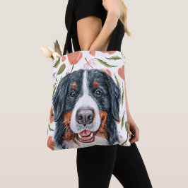 Cute Burms Mountain Hund Poppy Flower Mönster Tygkasse