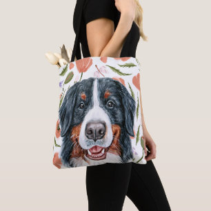 Cute Burms Mountain Hund Poppy Flower Mönster Tygkasse