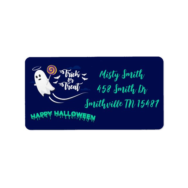 Cute Bus eller godis Ghost Adressetikett (Framsidan)