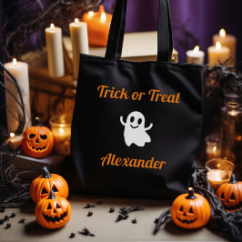 Cute Bus eller godis Halloween Ghost Namn Tygkasse