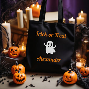 Cute Bus eller godis Halloween Ghost Namn Tygkasse