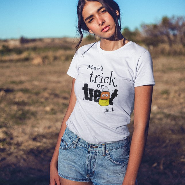 Cute Bus eller godis Halloween-Personlig T Shirt (Halloween cute whimsical Trick or Treat T Shirt)