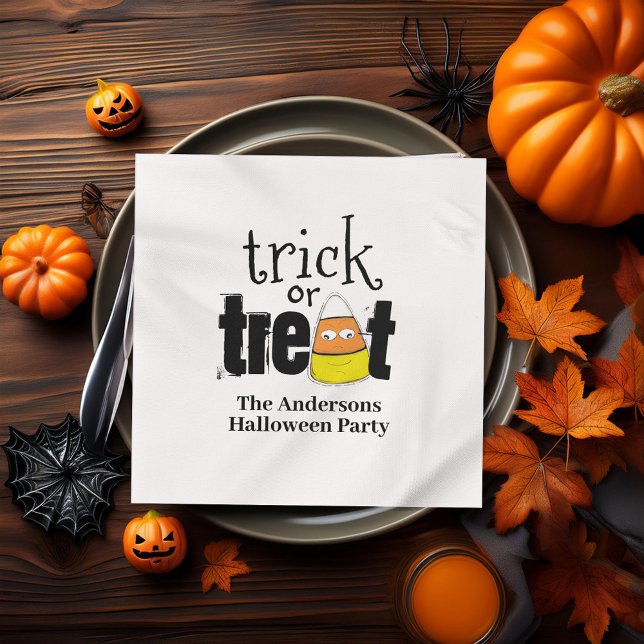 Cute Bus eller godis Personlig Halloween Pappersservett (Creative trick or treat custom cocktail napkins)