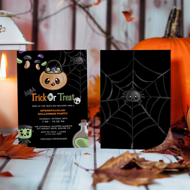 Cute Bus eller godis Spooktacular Halloween fest Inbjudningar (Skapare uppladdad)