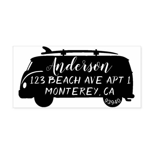 Cute Buss med ytbord Adress Frimärke Stämpel (Tryck)