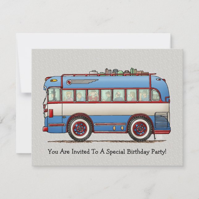 Cute Buss Tour Buss Inbjudningar (Framsida)