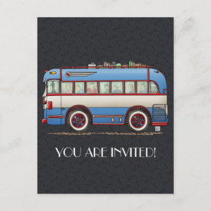 Cute Buss Tour Buss Inbjudningar