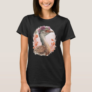 Cute Bustard Bird Watching Flower Crown Floral Bir T Shirt