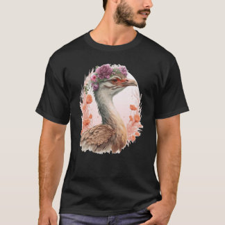 Cute Bustard Bird Watching Flower Crown Floral Bir T Shirt