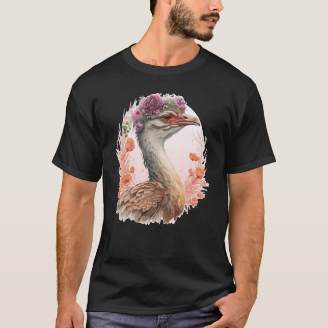 Cute Bustard Bird Watching Flower Crown Floral Bir T Shirt (Framsida)