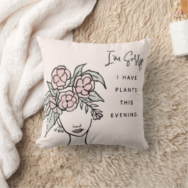 Cute Busy med Mina växter Blommigt Porträtt Kudde