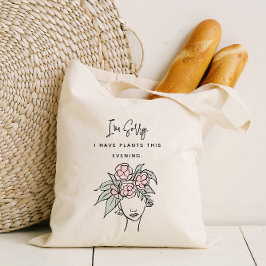 Cute Busy med mina växter Blommigt Porträtt Tygkasse