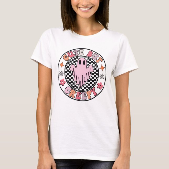 Cute but Creepy Ghost | Pastel Halloween Vibes T Shirt (Framsida)